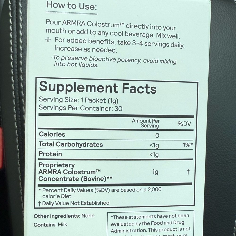 Armra Colostrum Health Revival Unflavored Travel Sticks 30 Pack - Picture 6 of 8